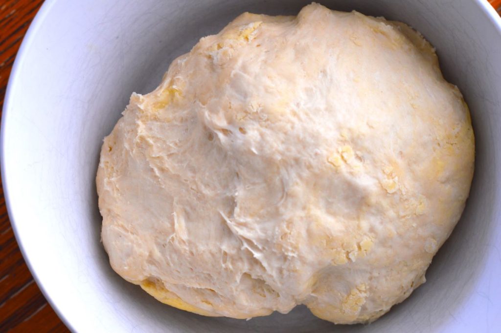 bowl of cinnamon roll dough